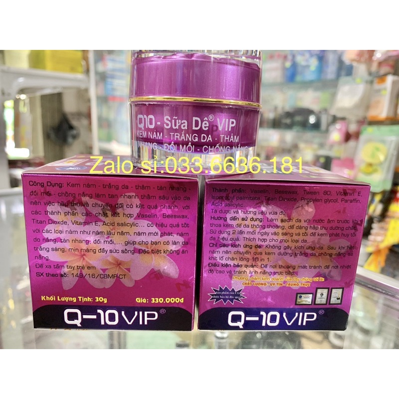 kem ốc sên Q10 vip 9 in 1 nám-trắng da-thâm-chống nắng hủ 30g( Giá in trên bao bì 330k)