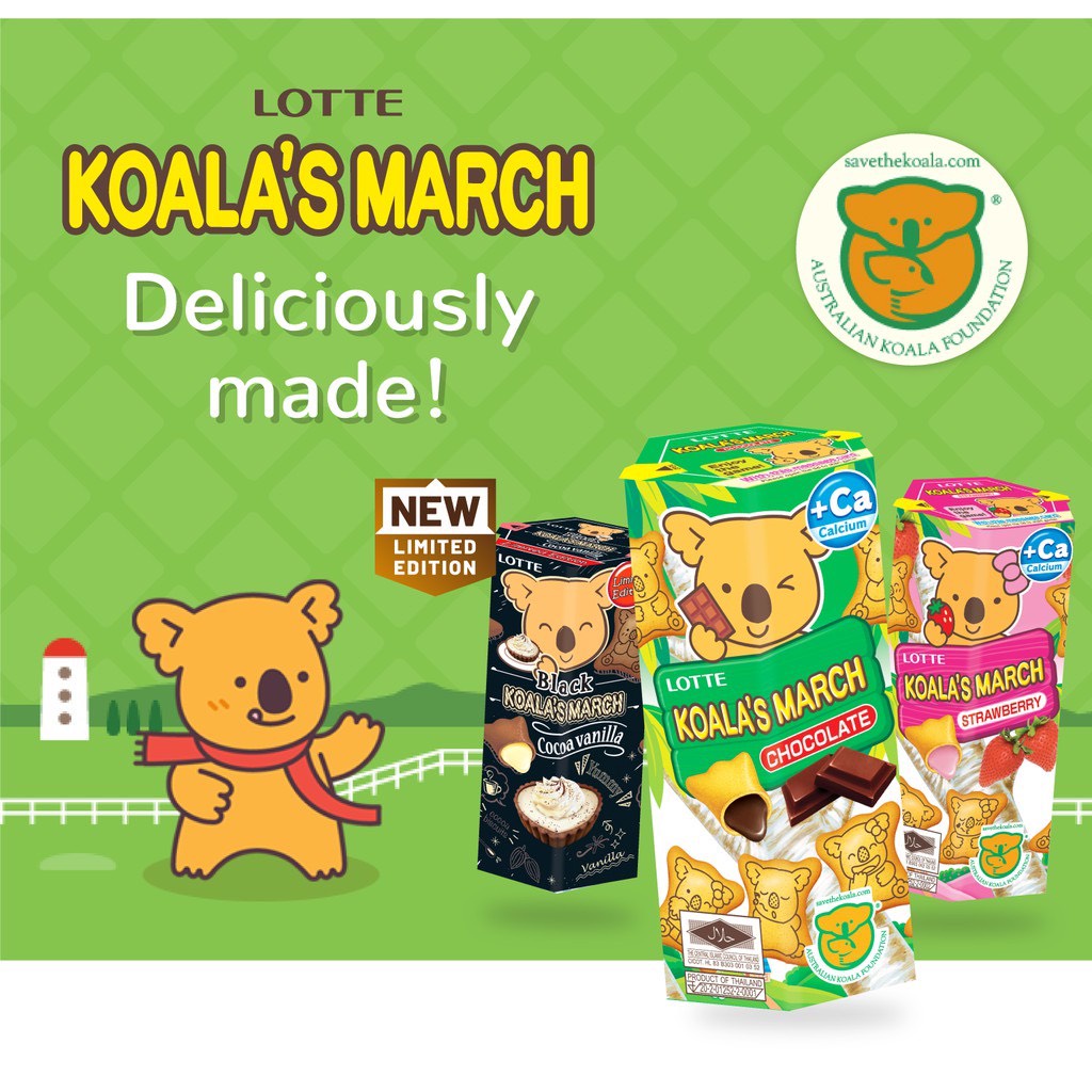 Bánh gấu nhân kem Lotte Koala's March Thái Lan - Lốc 6 Hộp