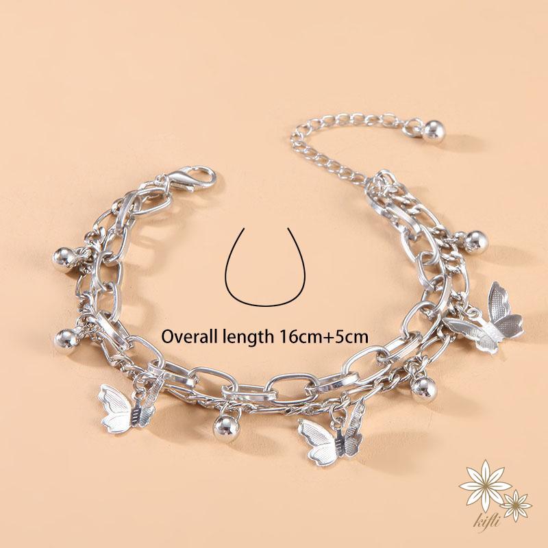 Vòng Tay Inox Đính Hạt Và Tua Rua Hình Bướm Phong Cách Hip Hop Cho Nữ