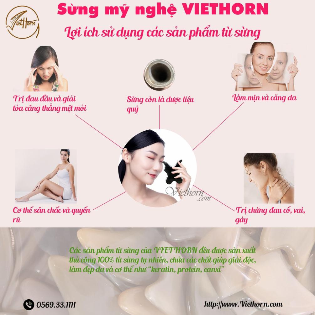 Dụng cụ massa sống mũi, mặt bằng sừng VIETHORN món quà vô giá đến từ thiên nhiên.