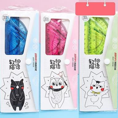 Bộ 4 thước kẻ dẻo mềm không gãy đa năng cho học sinh, sinh viên