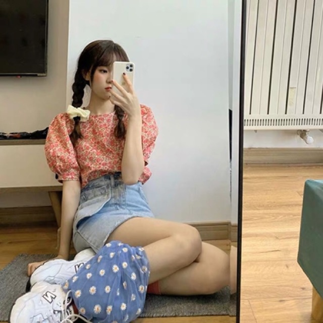 Áo sơ mi zara hoa hồng B-A-M STORE
