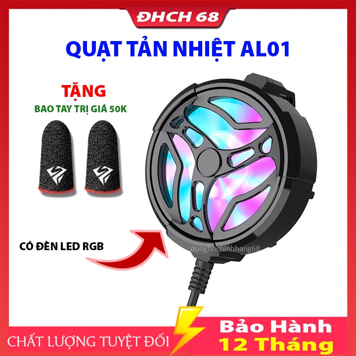 Quạt tản nhiệt AL01 có đèn RGB Phiên bản mới không gây tiếng ồn dùng cho các dòng điện thoại di động hàng cao cấp