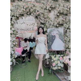 Đầm nơ trễ vai