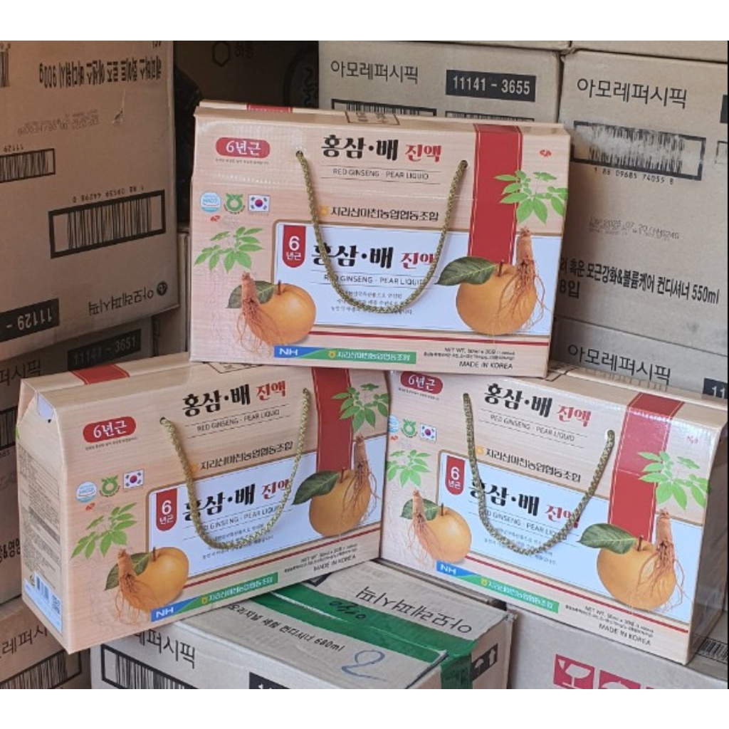 NƯỚC HỒNG SÂM LÊ- TÁO RED GINSENG PEAR HÀN QUỐC HỘP 30 GÓI X 50ML