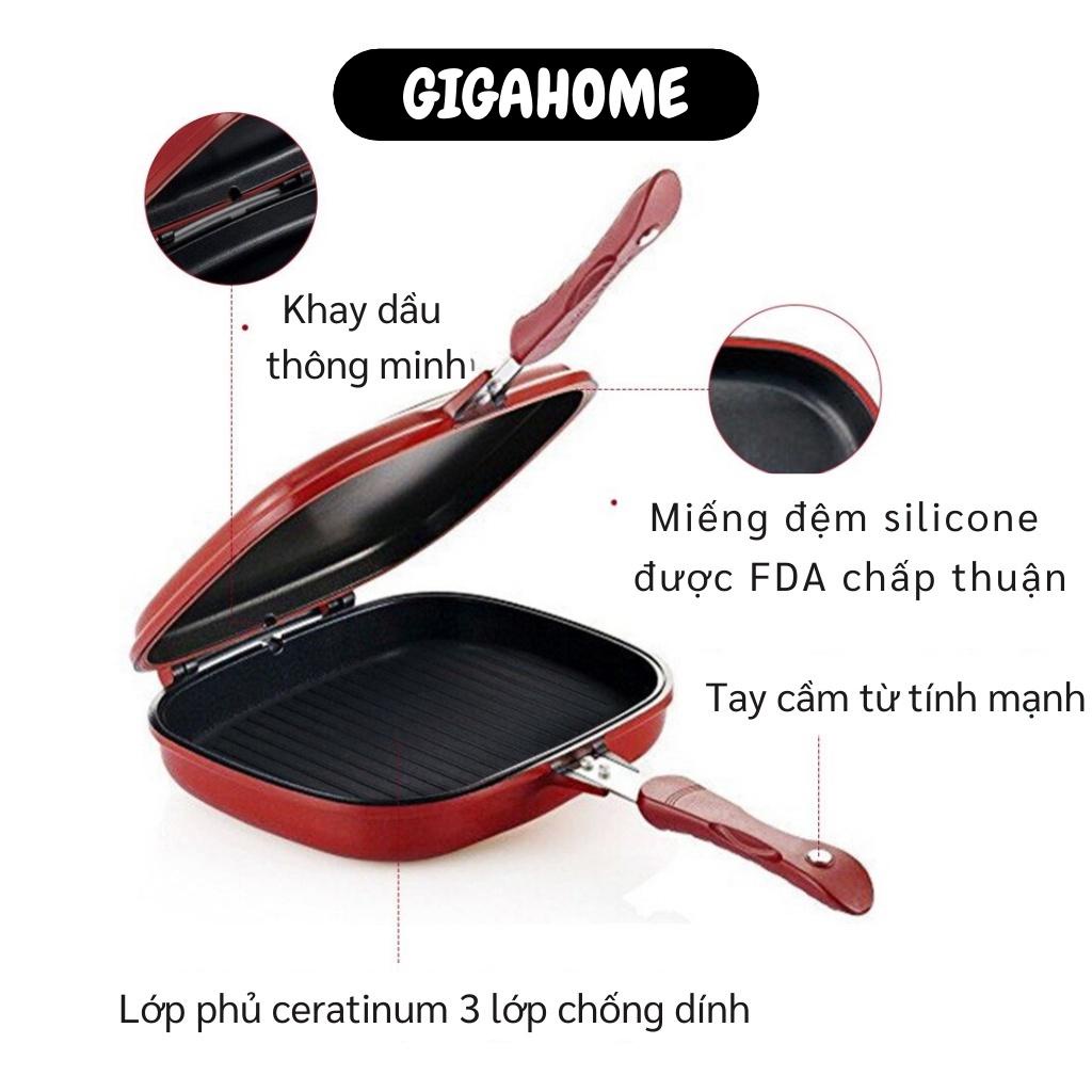 Chảo Chống Dính GIGAHOME Chảo Vuông 2 Mặt 28cm FACT RS Chống Văng Dầu Mỡ Tiện Dụng 10310