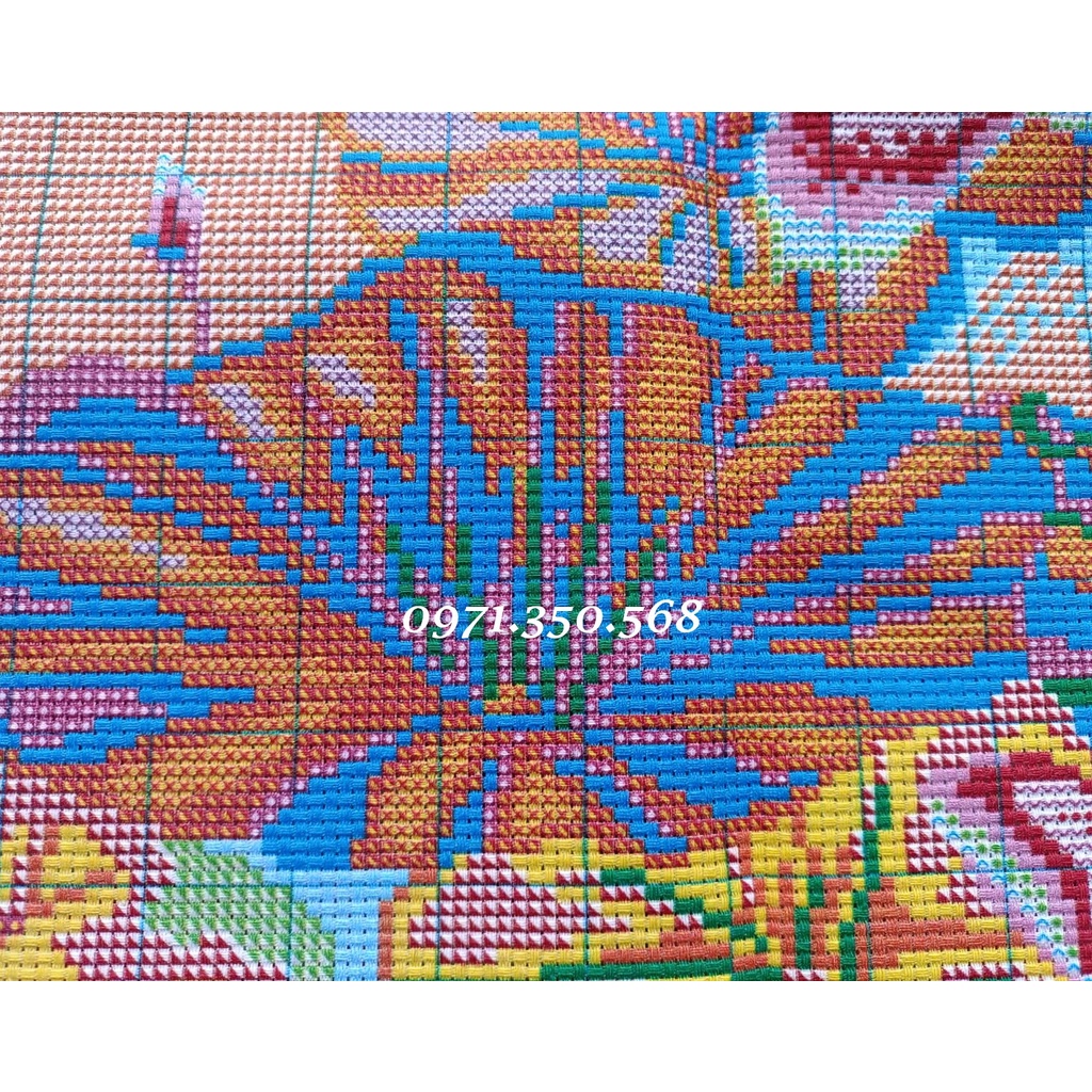 Tranh thêu chữ thập Hoa Sen A-308 I 75x75cm