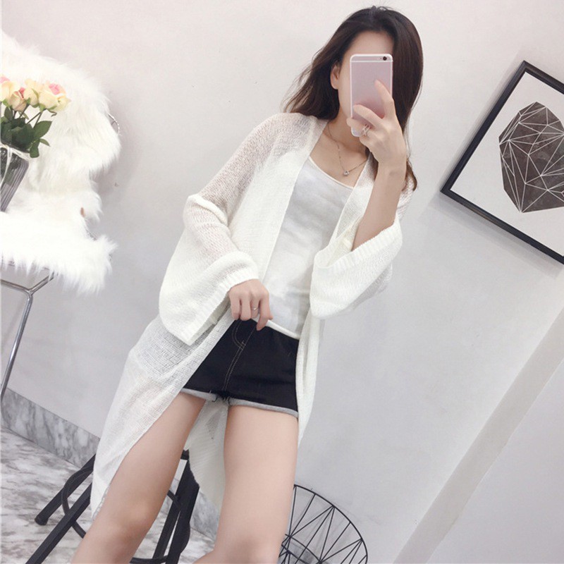 [Baywellfashion]Áo khoác Cardigan dệt kim vải mỏng dáng dài thiết kế hợp thời trang dành cho nữ | BigBuy360 - bigbuy360.vn