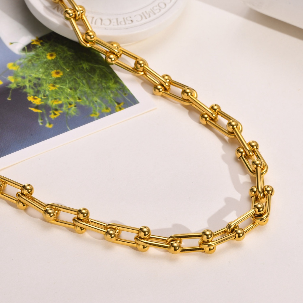 Vnox Dây Chuyền Vòng Tay Chuỗi Xích Nối Ghim Giấy Màu Vàng Hình Chữ U Thích Hợp Làm Quà Tặng