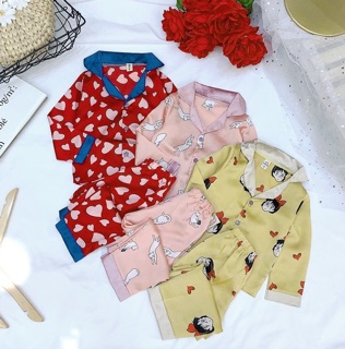 Bộ lụa dài tay Size 16-27kg cho bé gái