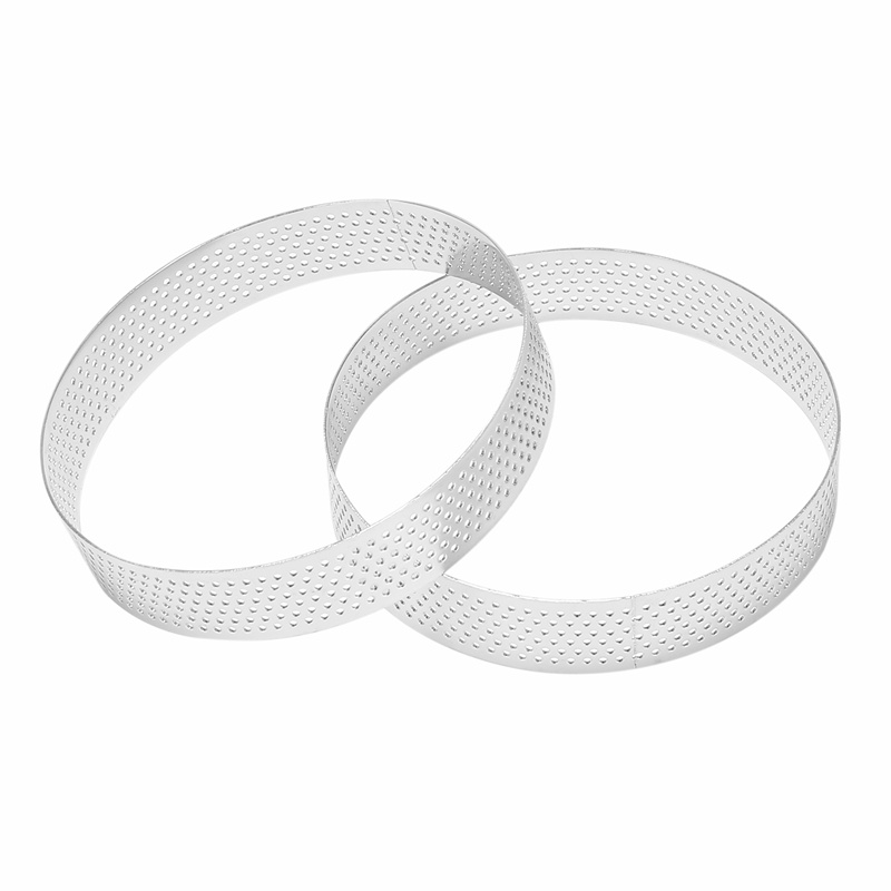 Set 10 Khuôn Làm Bánh Tart Tròn Có Lỗ Bằng Thép Không Gỉ Tiện Lợi Dành Cho Nhà Bếp