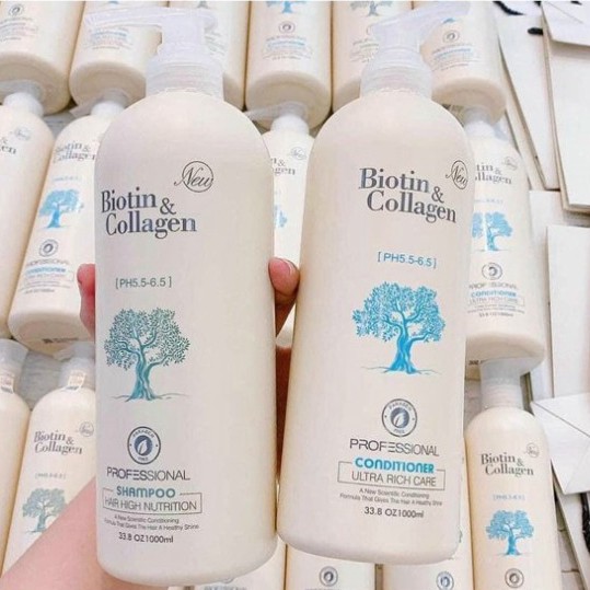 [ Chính Hãng ] BIOTIN COLLAGEN -  Cặp Dầu Gội Dầu xả Chống Rụng Kích Thích Mọc Tóc Siêu Mềm Mượt Biotin & Collagen 1000m | BigBuy360 - bigbuy360.vn
