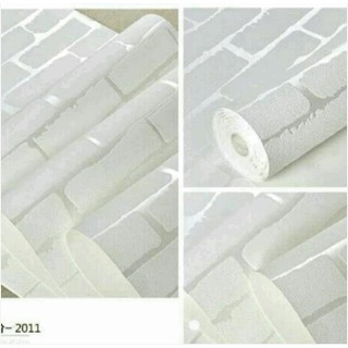 Giấy dán tường 3D vân nổi - gạch trắng (khổ rộng 0.53m)-168