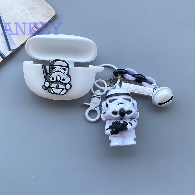 Oppo Enco Air / Air 2 / Free 2 2i / X Earphone Silicone Case Star Wars Black Earbuds Waterproof Shockproof Case Soft Protective Case Headphone Cover Headset Skin with Hook