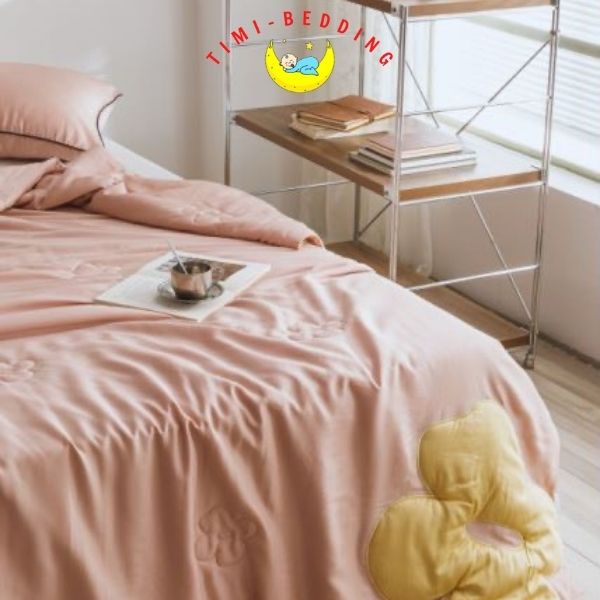 Chăn hè tencel thêu hoa nhập khẩu cao cấp, mát mẻ kích thước 2x2,3m - mền hè tencel – Timibedding