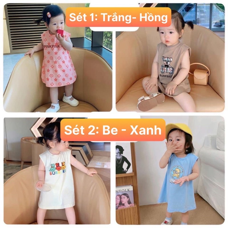 Sét 2 váy cho bé gái xát nách