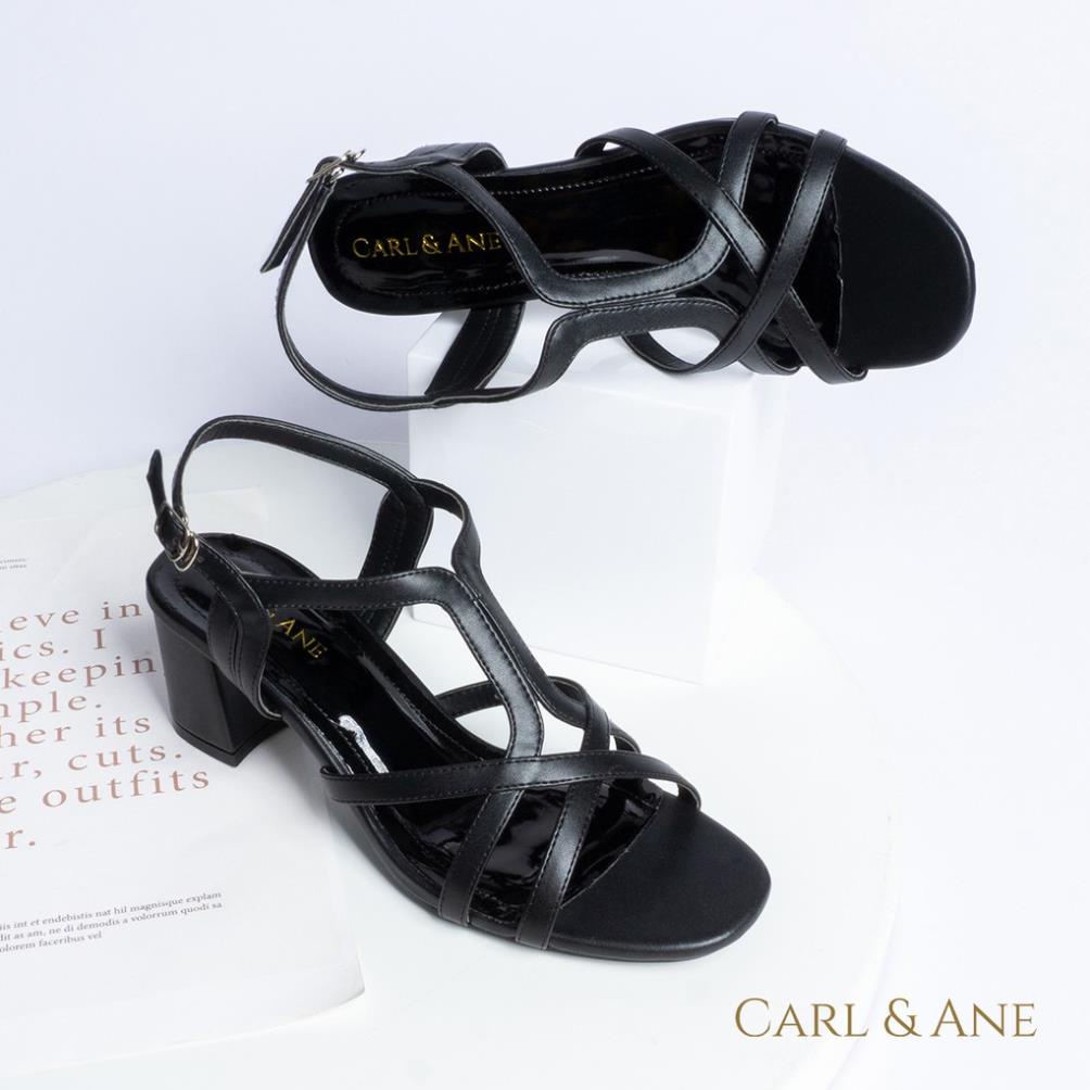 Carl & Ane - Giày sandal phối dây nữ mũi vuông gót cao 5cm màu hồng _ CS002 DN