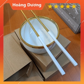 Combo bát ăn cơm viền vàng cao cấp, bát trắng viền vàng, bát xanh viền vàng, bát vân đá viền vàng