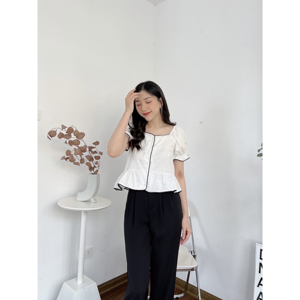 ÁO PEPLUM VIỀN KHÁC MÀU
