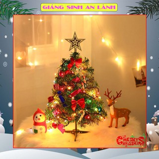 Cây thông noel mini để bàn 60cm đầy đủ phụ kiện trang trí cực đẹp