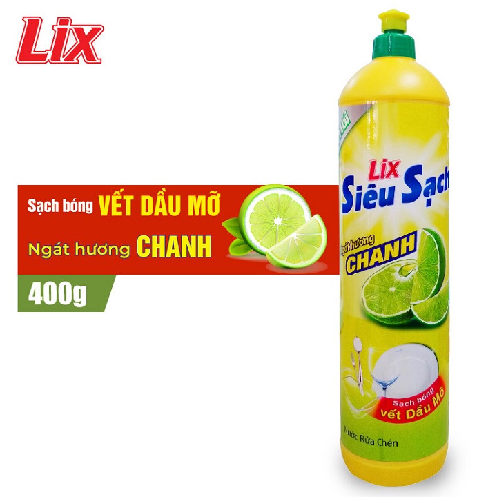 Nước rửa chén Lix siêu sạch hương chanh 400g (NS401)