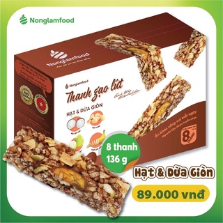 Ngũ cốc thanh gạo lứt hạt & Dừa Giòn hộp 8 thanh 136g thơm ngon nhiều dinh dưỡng, đẹp da tốt cho sức khỏe