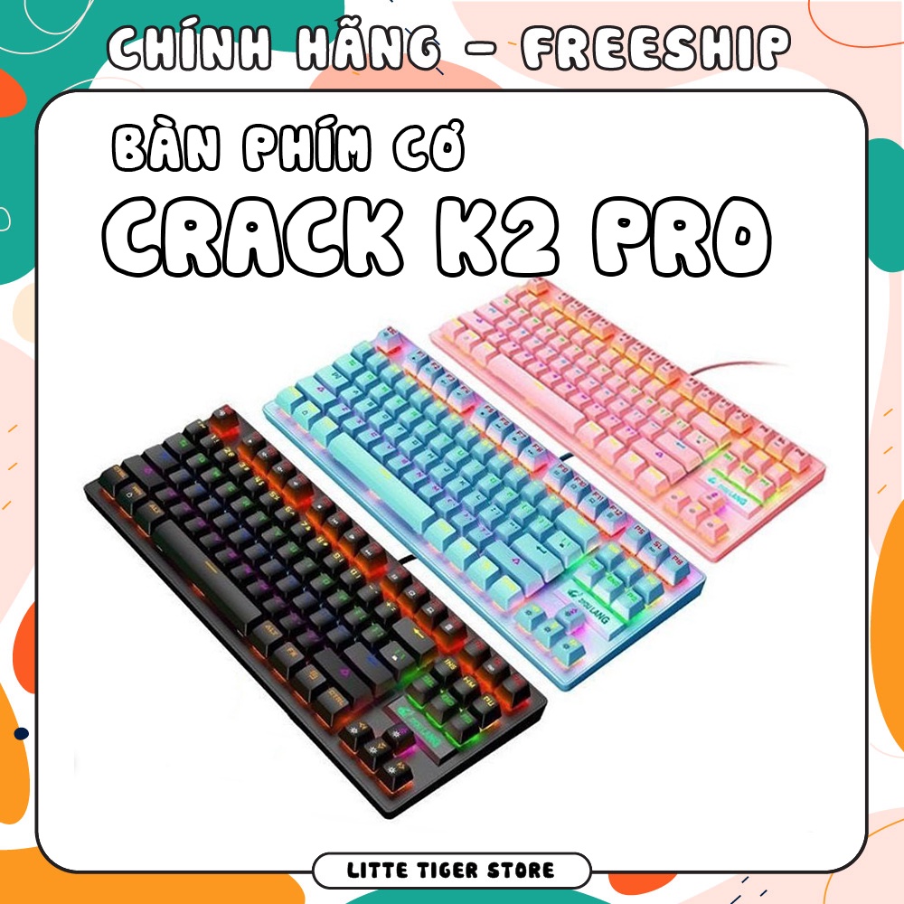 Bàn Phím Cơ Máy Tính K2 PRO Blue Switch Led RGB 10 Chế Độ Màu Khác Nhau - Bấm Êm, Chơi Game, Dùng Văn Phòng