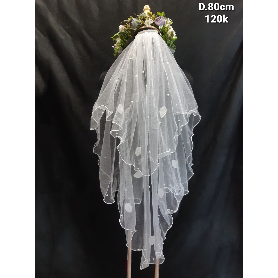 Voan cô dâu đính lá