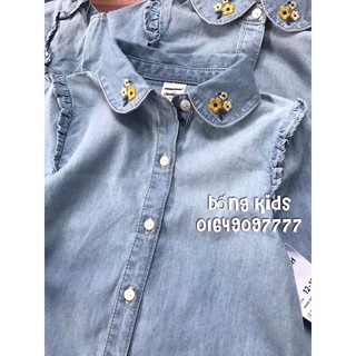 Sơ Mi Bé Gái Thêu Hoa Denim