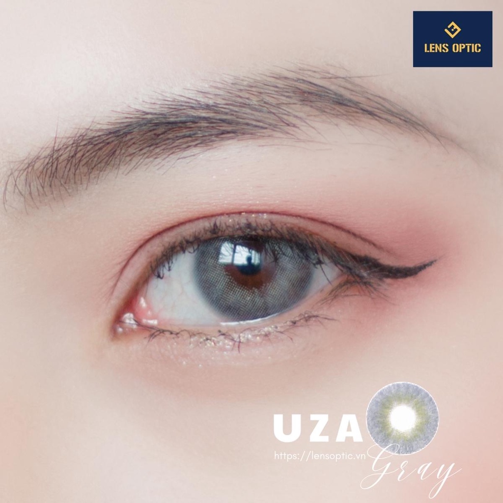 Lens mắt màu xám tây áp tròng Uza gray 14.0mm 6 tháng, kính áp tròng có độ cận -0.00>-6.00- Lens Optic