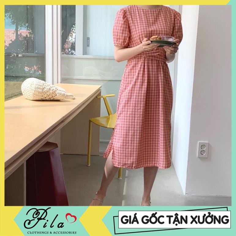 [Giá gốc tận xưởng] Đầm suông caro cột dây thời trang