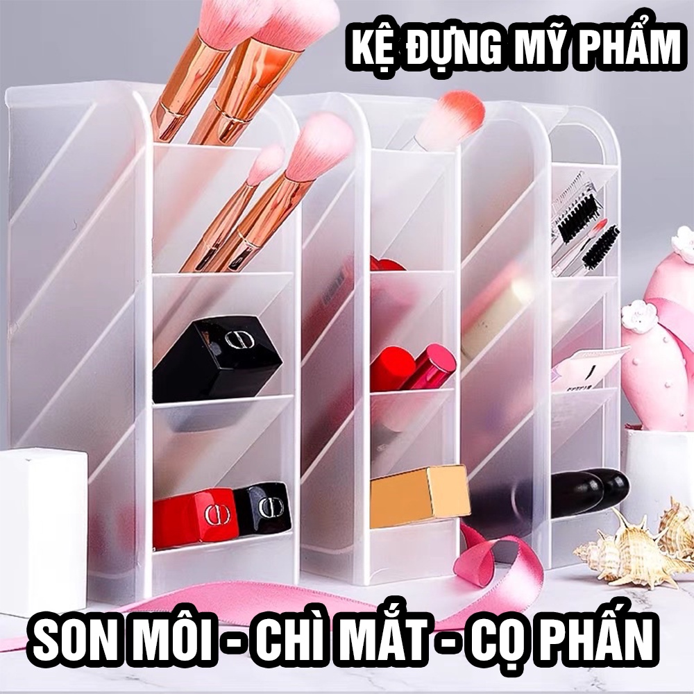 Kệ 4 Tầng Đựng Bút/ Mỹ Phẩm/ Son/ Cọ Trang Điểm Để Bàn Nhiều Ngăn, Màu Sky Pastel Siêu Đẹp, So Cute kích thước 20*5*9cm