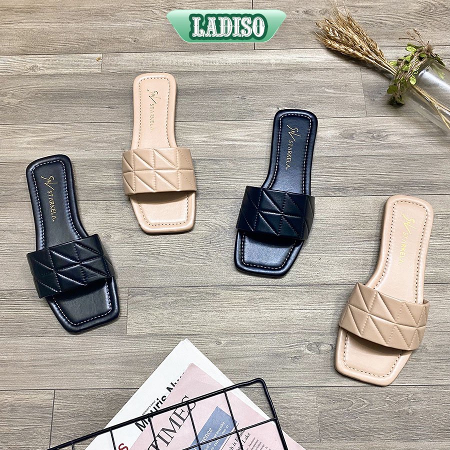 Dép nữ quai ngang da lì cao cấp phong cách đơn giản sang trọng quí phái LADISO TT378