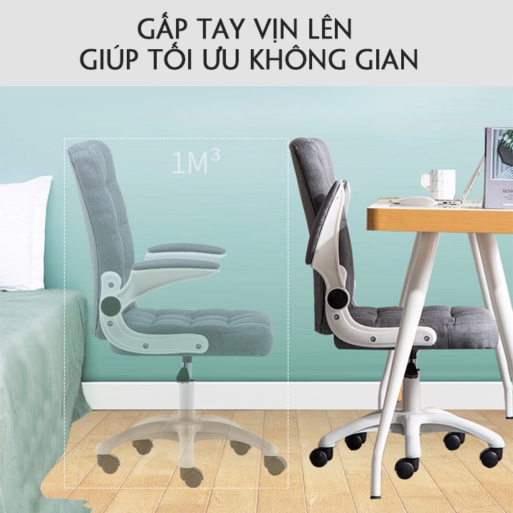 Ghế ngồi văn phòng xoay nâng hạ chiều cao điều chỉnh tựa tay Vải cao cấp