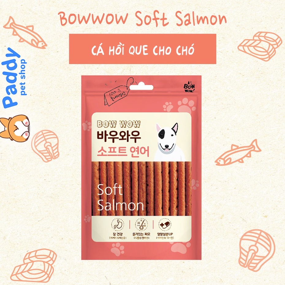 [Túi lớn 150g] Cá Hồi &amp; Gà Que Bowwow Soft Snack Cho Chó