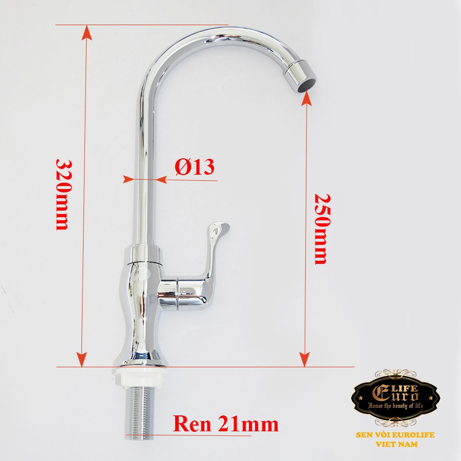 Vòi rửa chén lạnh nhựa ABS mạ Chrome Eurolife EL-VCN01