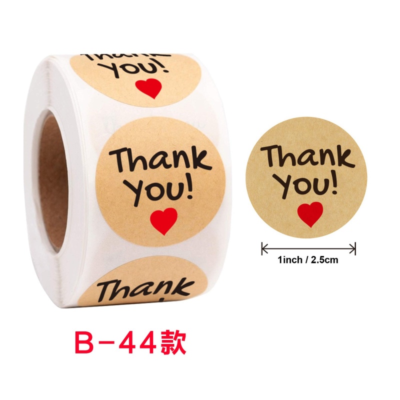 Cuộn 500 Miếng Dán Chữ Thank You Hình Tròn 25mm