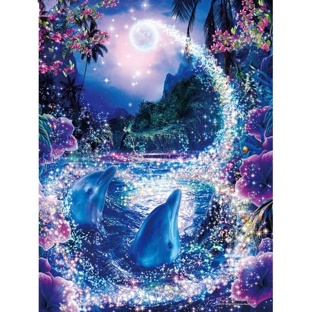 Bộ Tranh Đính Đá 5D Tự Làm 30X40CM Hình Tròn Trang Trí Nhà Cửa