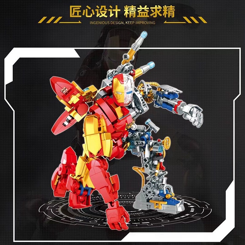 （CÓ SẴN）Đồ chơi lắp ráp mô hinh Super Hero 6069 iron king mô hình iron man nữa người có đèn led