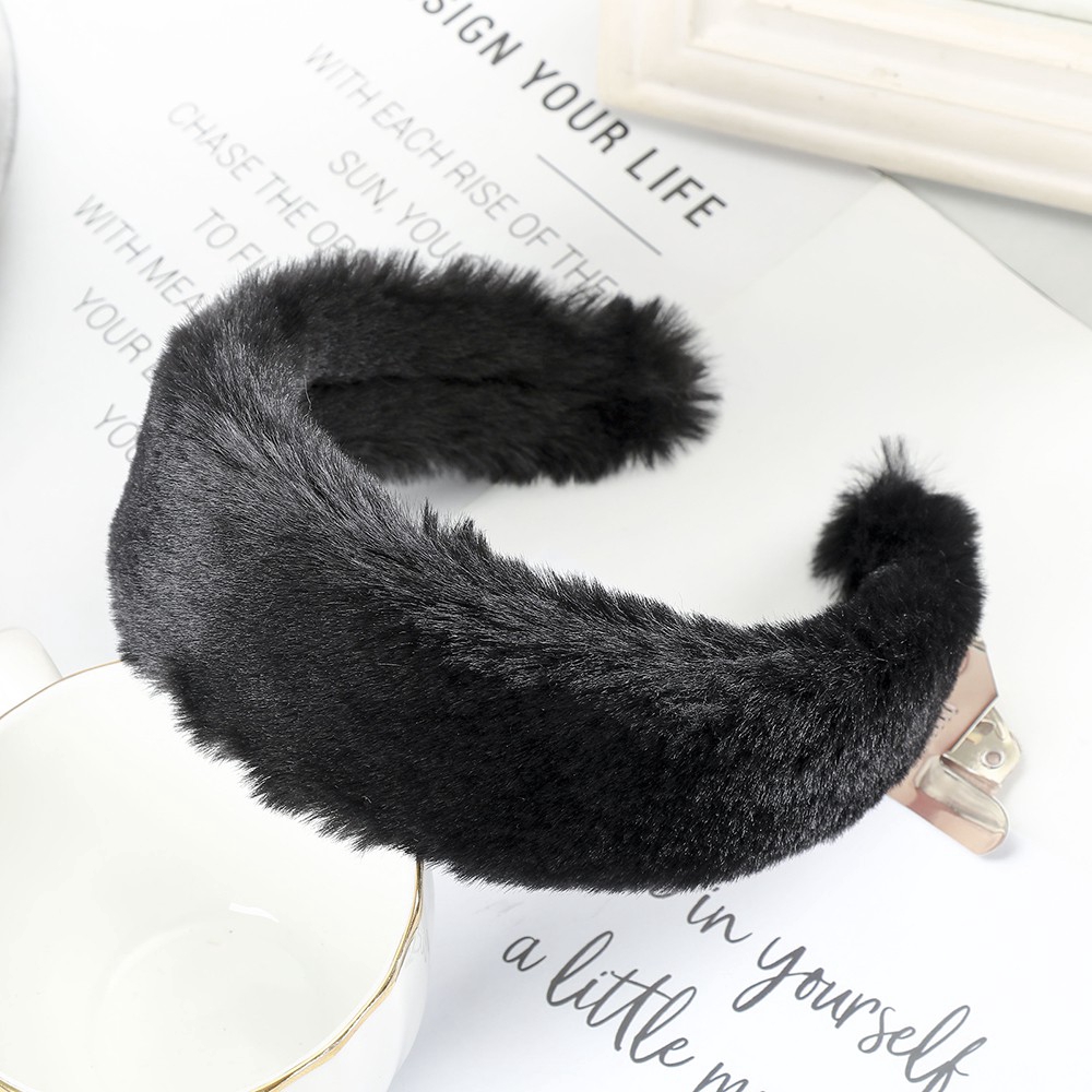 AWAYTR New Simple Solid Color Autumn and Winter Plush Wide Headband