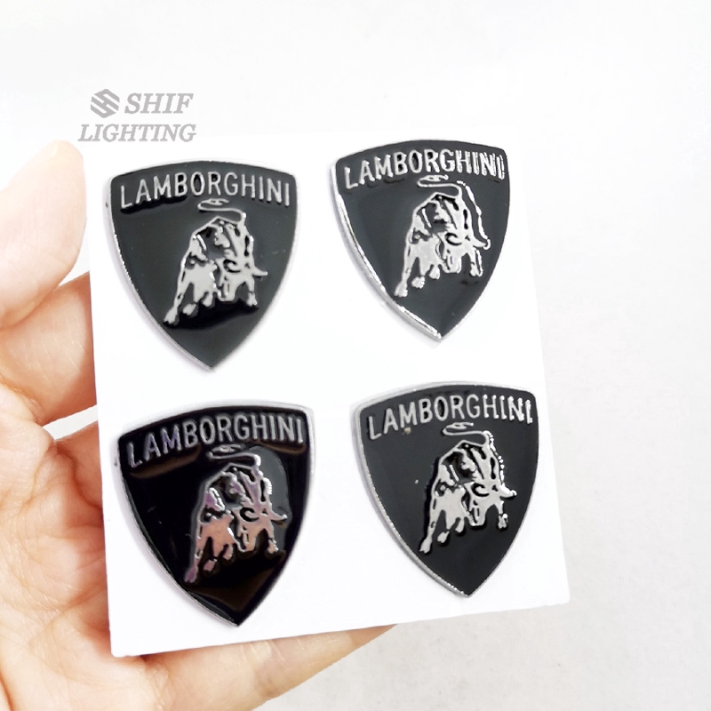 4 x Hình Dán Logo Xe Hơi Lamborghini Bằng Kim Loại