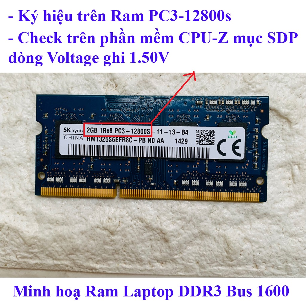 RAM Laptop 2Gb DDR3 cũ tháo máy Bus 1333 / Bus 1600 / Bus 1066 MHz (Ram Laptop PC3-2G cũ)