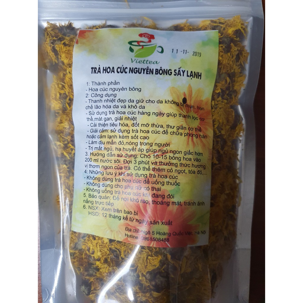 Trà hoa cúc vàng gói 100g (tặng trà hoa cúc đường phèn khi mua từ 200g)