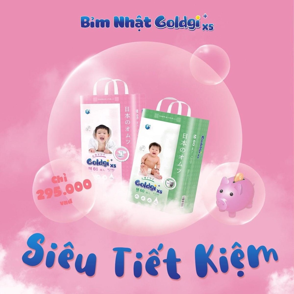 Bỉm Goldgi TẶNG QUÀ Bỉm Goldgi+/Goldgi+ X5 Nhật Dán/Quần Đủ Size NB92/S84/M66/M60/L56/L48/XL44/XXL32