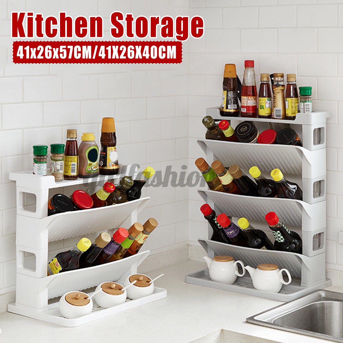 Giá Để Lọ Gia Vị 2 / 3 Tầng Tiện Lợi Cho Nhà Bếp