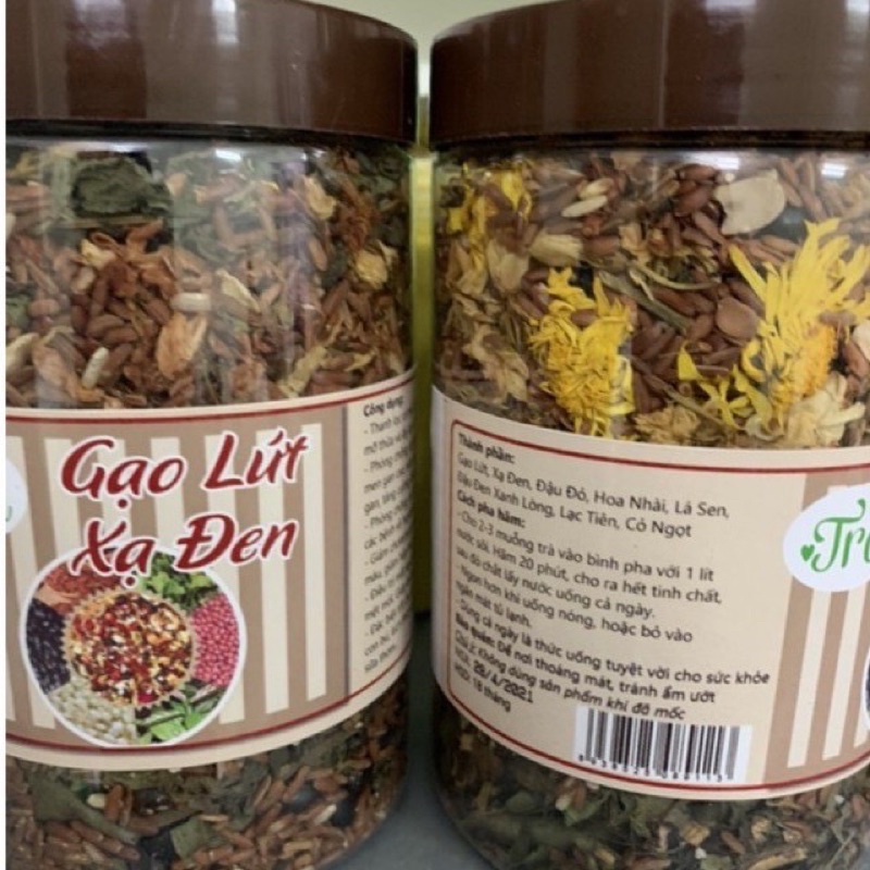 Trà gạo lứt xạ đen thảo mộc hộp 500g