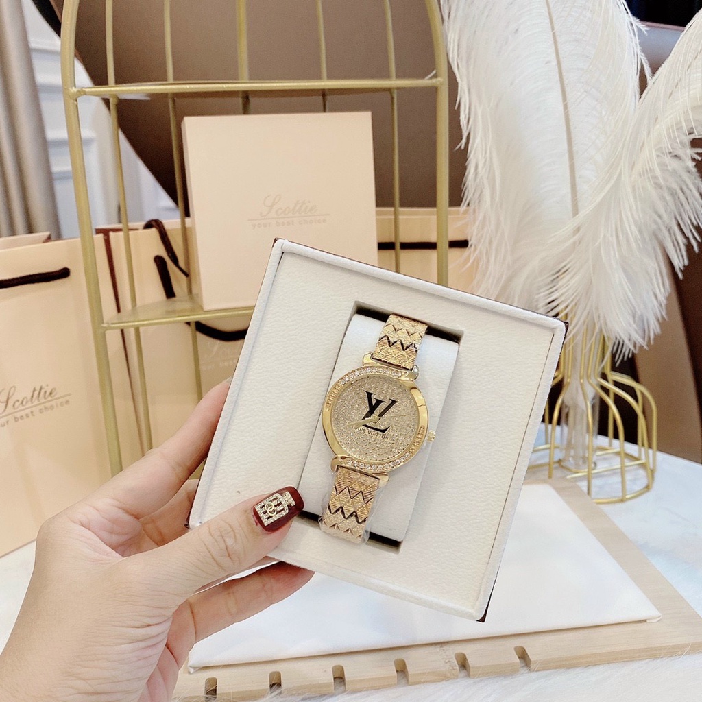 Đồng hồ LV kim loại full đá sang chảnh, bảo hành 12 tháng