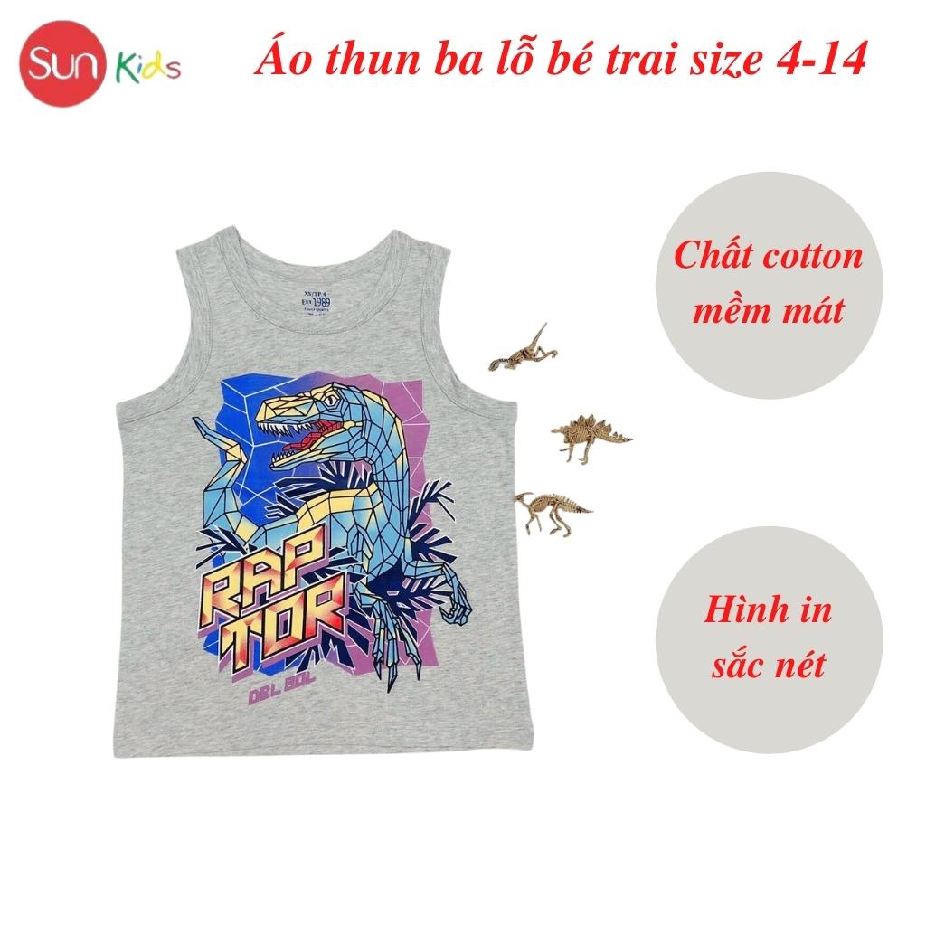 Áo thun bé trai, áo ba lỗ bé trai chất cotton, nhiều màu, Size 4 - 14 tuổi - SUNKIDS