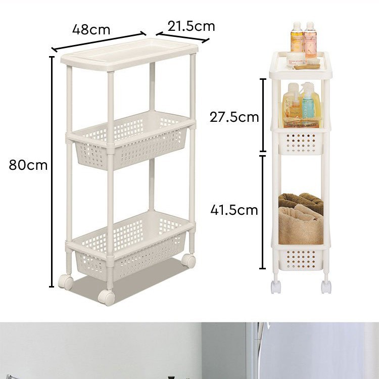 Kệ để đồ nhà bếp 3 tầng cao cấp có bánh xe (nội địa Nhật)