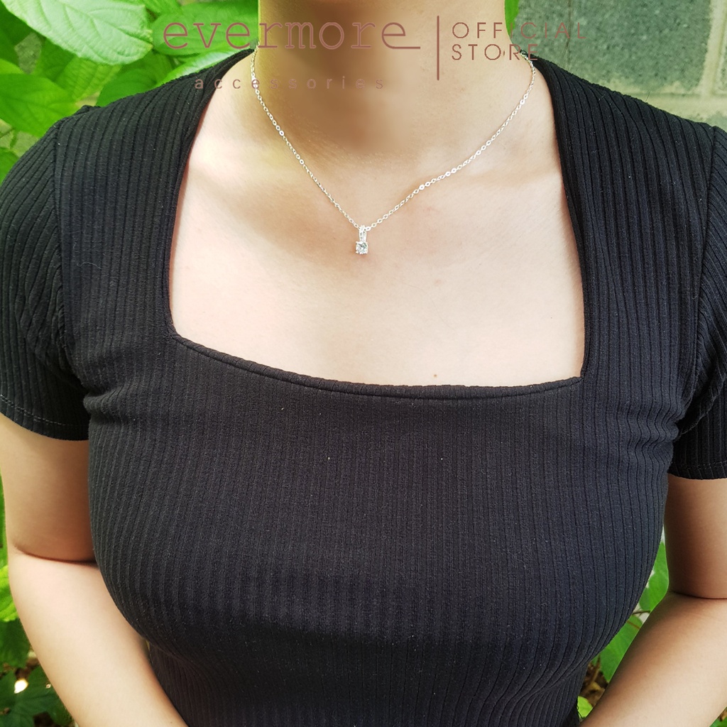 Dây chuyền bạc EVERMORE, vòng cổ bạc ta đính đá 5mm Merida - minimalist, thanh lịch - D040